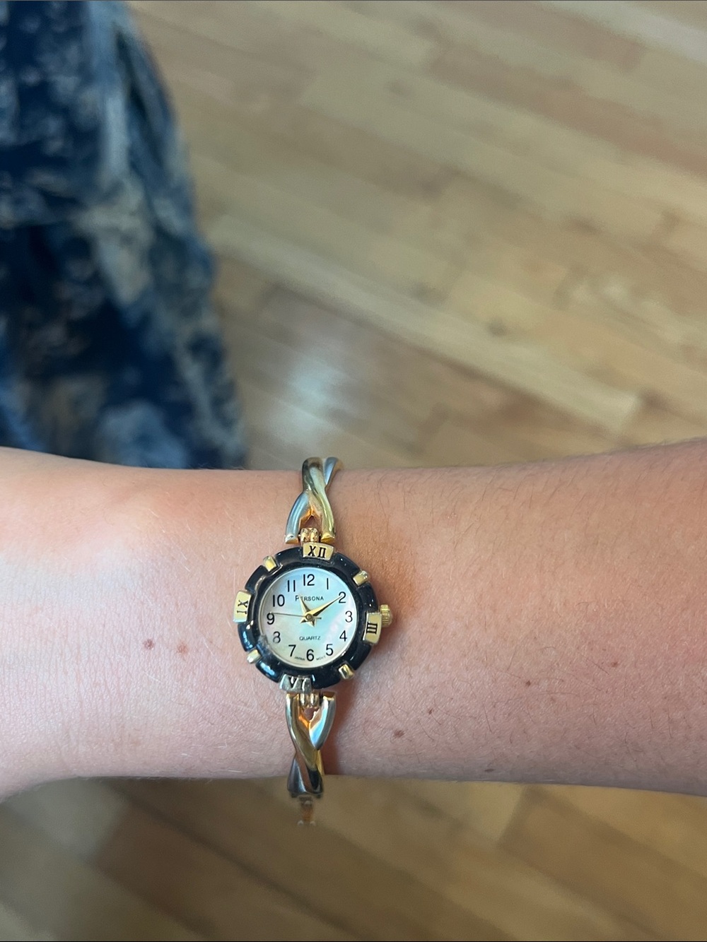 Persona Two-Tone Gold and Black Women's Bracelet Watch